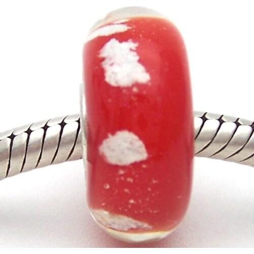 PJG971 100% S925 Sterling Silver Beads Murano Glass beads Fit European Charms Bracelet charms diy jewelry Lampwork GlassBeads