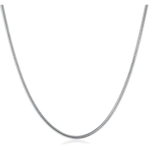 100% Solid Stainless Steel Necklace 1 mm Width 18'' - 28'' Inches Snake Chain Fashion Jewelry for Men/Women