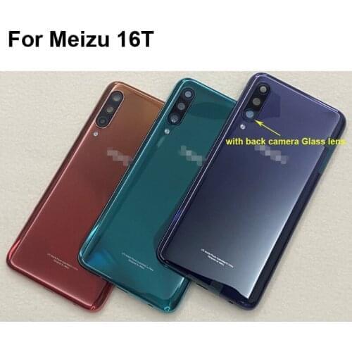 For Meizu 16T Back Battery Cover Door Housing case Rear Glass Replace parts With Back Camera Glass lens For Meizu 16 T