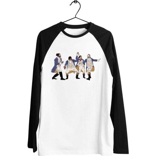 Black Trim Baseball Long Sleeve Unisex T Shirt Hamilton Schuyler Sisters Printed Artwork Tee