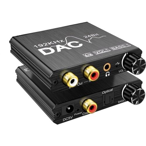 192KHz Digital to Analog Audio Converter DAC Digital SPDIF Optical to Analog L/R RCA Converter Toslink Optical to 3.5mm Jack