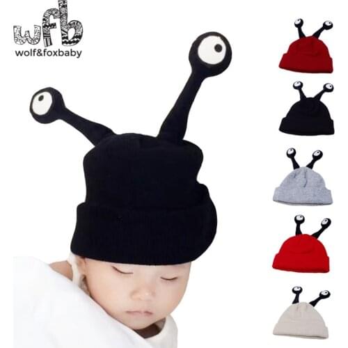 Retail childer cap cartoon eye Knitted woolen warm cap fashion baby children infant kids spring autumn fall winter