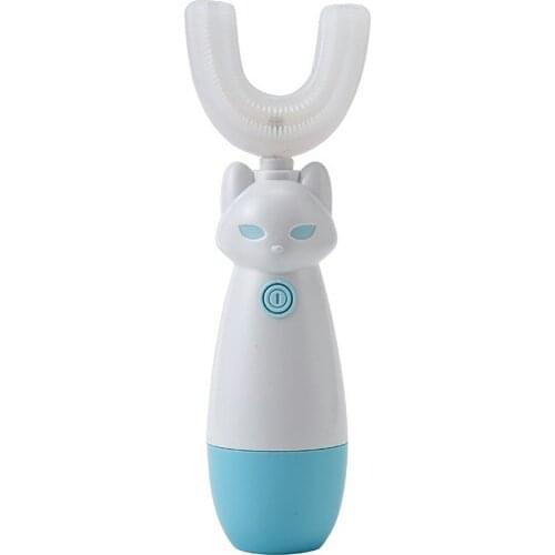 Childrens Smart Push-Button Sonic Electric Toothbrush Child Training Cleaning Cartoon Automatic U Shape Toothbrush