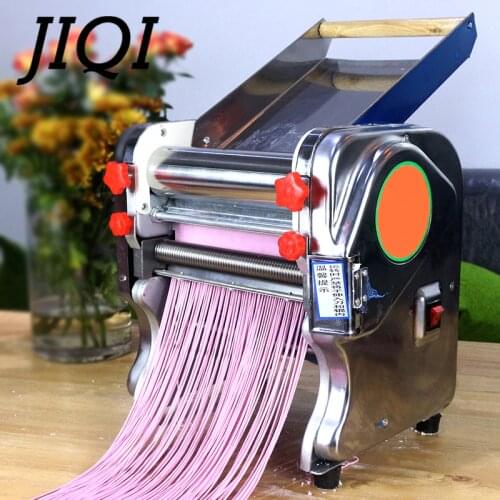 JIQI Electric Stainless steel Pasta Maker Automatic Noodle Pressing Machine Commercial Spaghetti Dough Cutter Dumpling Roller EU