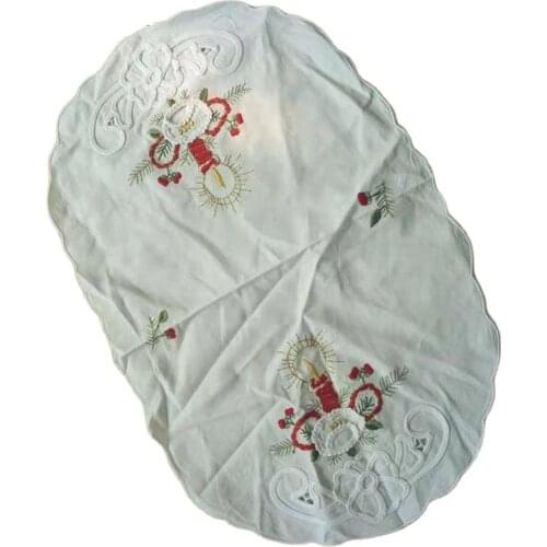 Europe lace cotton Insulation embroidery oval table place mat pad cloth cup Christmas coaster placemat doily kitchen tableware