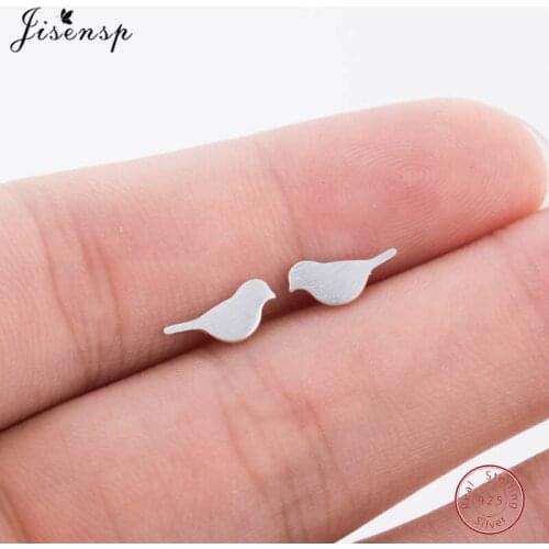 Jisensp Lovely Animal Stud Earrings Women Jewelry 925 Sterling Silver Cute Fashion Bird Piercing Earings Party Gifts Bijoux