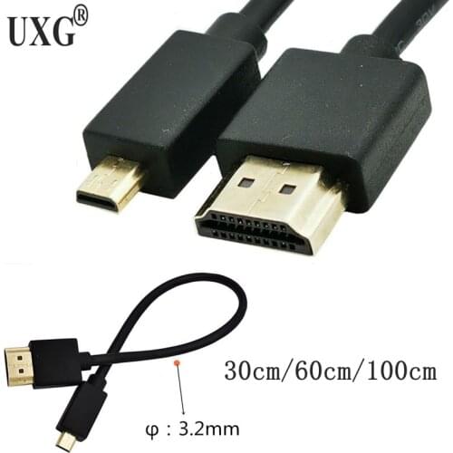OD 3.2mm Micro HD To HD Full Cable 4K 3D HDMI-compatible2.0 Connector For LCD TV Projector PS3 PS4 Xbox 360 PC Video Short Cable