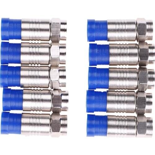 New 10Pcs F-Type Male Plug Compression Connectors For RG6 Coax Coaxial TV Cable HQ