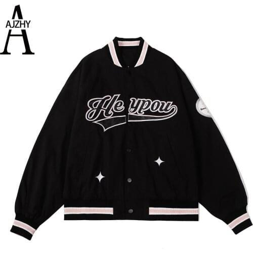 Hip Hop Varsity Jacket Mens Embroidery Patchwork Bomber Jacket Spring and Autumn Harajuku Baseball Jacket Couple Korean Clothes