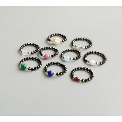 Lii Ji Fashion Ring Genuine Stone Labradorite Lapi Lazuli Ruby Pearl 925 Sterling Silver Handmade Ring for Women Jewelry