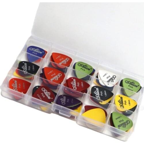24/30/40/50pcs Guitar Picks 1 Box Case Alice Acoustic Electric Bass Plectrum Mediator Musical Instrument Thickness Mix 0.58-1.5