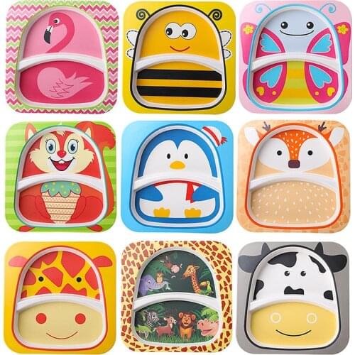 Bamboo Fiber Feeding Bowl Anti-fall Bowl Fiber Childrens Dinner Plate School Divided Baby Complementary Food Plate