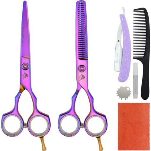 Univinlions 5.5" Scissors Hair Razor Comb Pink Hairdressing Scissors Kit Barber Accessories Shears Kit For Salon Barber Home Use