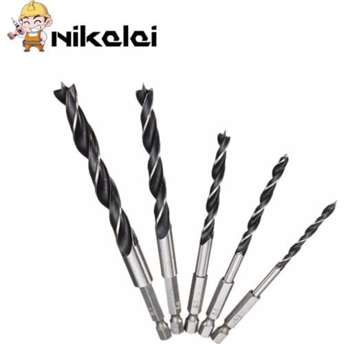 5PCS Drill Bit Set 4mm 5mm 6mm 8mm 10mm Change Metal Tools 1/4 Hex Shank Wood HCS Rustproof Woodworking Drill Hexagonal Shank
