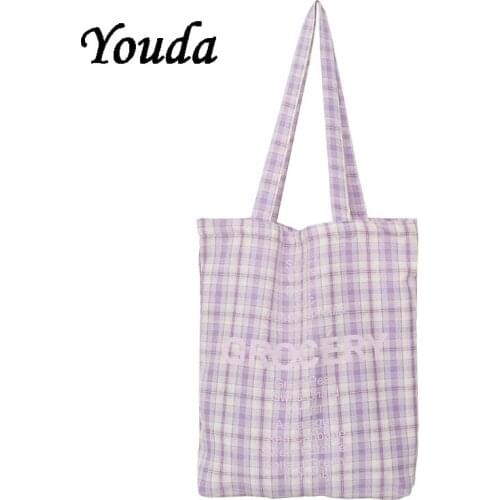 New Girl Canvas Shoulder Bag womens Candy Color Female Handbag Student Korean Version Cute Large Capacity Reusable Shopping Bag