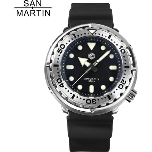 San Martin Tuna SBBN015 Stainless Steel Dive Men Watches NH36 Mov't Calendar Week Display Ceramic Bezel Automatic Watch for Men
