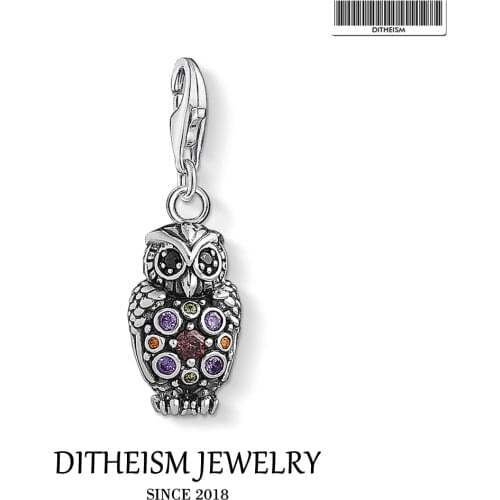 Owl Charm Pendant 925 Sterling Silver Fit Bracelet Necklace Europe Style Vintage Jewelry New Fashion Trendy Gift for Women Girl
