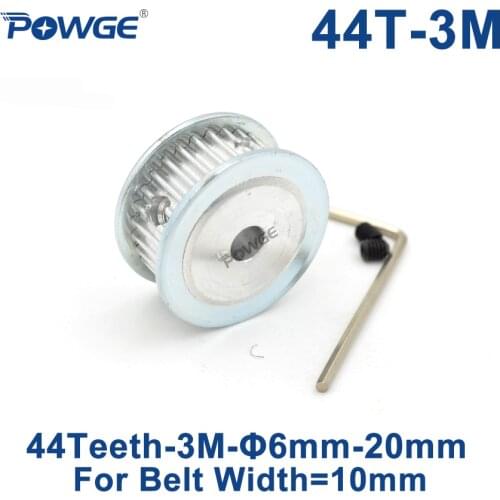POWGE Arc 44 Teeth HTD 3M Synchronous Timing Pulley Bore 6/8/10/12/12.7/14/15/16/17mm for Width 10mm HTD3M belt gear 44T 44Teeth