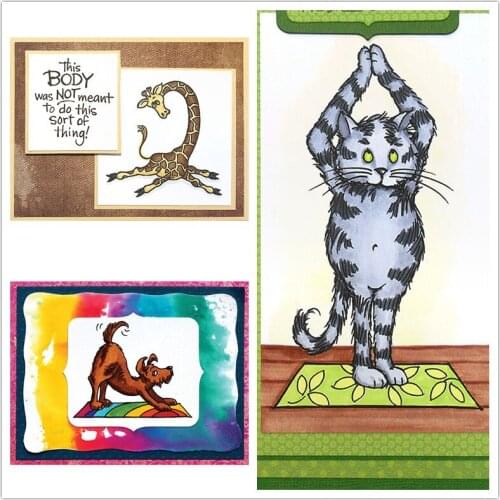 Clear Stamps Cat And Dog Giraffe Doing Sports For DIY Scrapbooking Cards Making Craft 2020 New Silicone Stamps