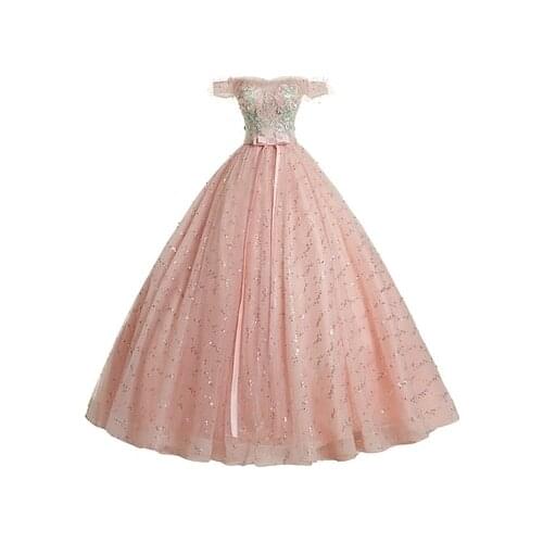 Pink ruffle beading bowknot princess medieval dress Renaissance Gown queen costume Victoria/Marie Antoinette/Colonial Belle Ball