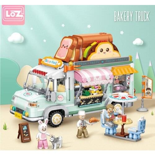 LOZ Mini Blocks Technic Car Model Bricks Building Blocks bakery truck Block Set Micro Cartoon Car Bricks Christmas Gift 1127