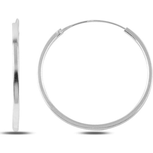 Silver 925 Sterling 30mm Plain Ring Earrings