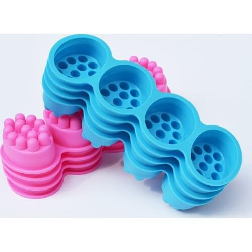 Silicone Soap Mold 4 Compartment Massage Bar making Tool With Single-hole Moulds