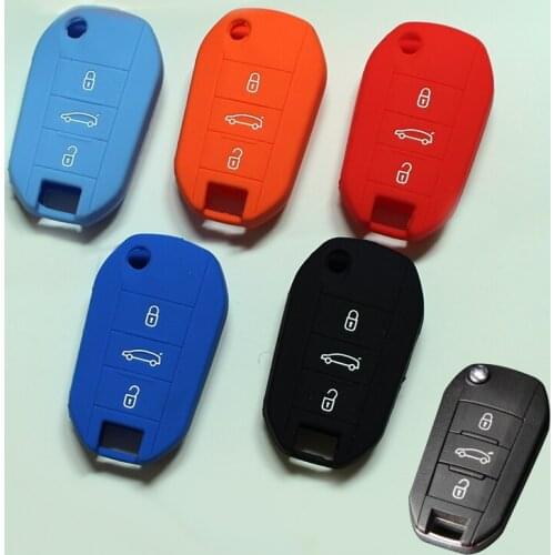 Car Styling Fold Silicone Key Cover For 3 Buttons Peugeot 207 301 307 308 308S 408 508 2008 3008 High Quality Car Key Case