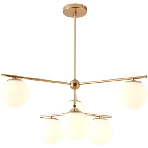 Modern LED glass pendant Light black golden ceiling lamp Led glass ball pole hanging Lamp for dining room bedroom kitchen room