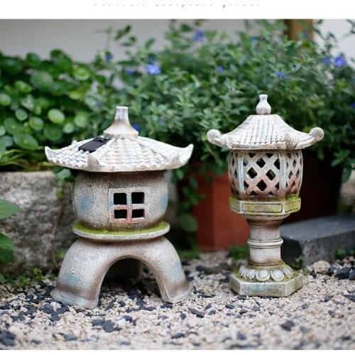 Japanese style courtyard Resin lamp artificial stone solar lantern decoration villa garden balcony layout landscaping light