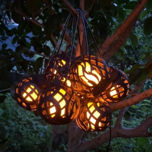 LED Solar String Light Outdoor Waterproof Solar Flame Light Hanging Global Bulb Fairy Lamp Lantern Wedding Party Decor Landscape