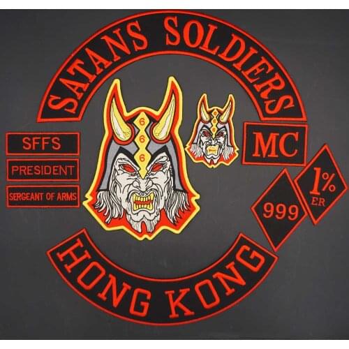 SATANS SOLDIERS NEW JERSEY Iron on Backing Motorcycle Embroidered Patches Badge Sticker for Clothes