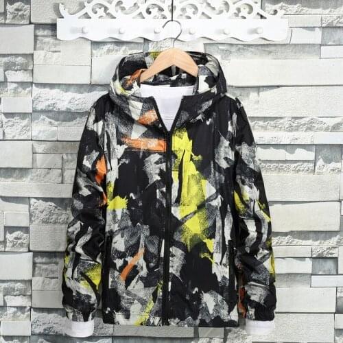 Mens Zipper Windbreaker Camouflage Print Coats Jacket Male 2021 Spring Autumn Long Sleeve Hooded Coat Tops Outwear Jackets 7XL