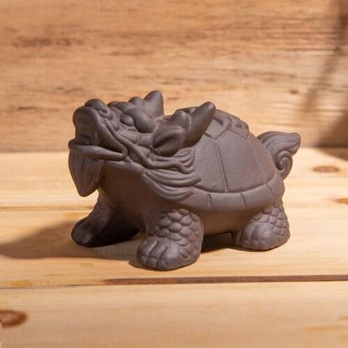 Vintage Ceramic Handmade Tortoise Purple Clay Office Desktop Bonsai Mini Cute Turtle Ornament Animal Figurine Home Decor Teapets