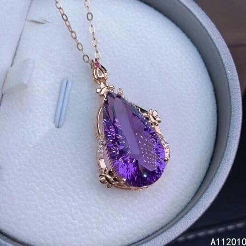 KJJEAXCMY Fine Jewelry 925 Sterling Silver inlaid natural gemstone Amethyst Female Pendant Necklace elegant hot selling