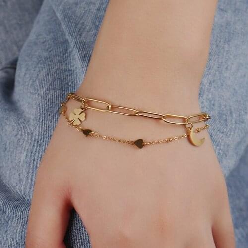 Bohemian Chain Bracelets For Women Bracelet Thick Bracelet Womens Bracelets Stainless Steel Heart Bracelets Jewelry Gift