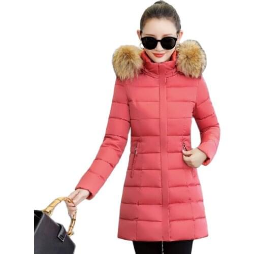 Women Parkas 2021 New Female Winter Thick Warm Overcoat Femme Hooded Down Cotton Jacket Winter Jacket Womens Coat D1238