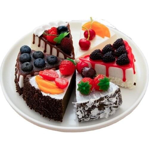 1PC Artificial Triangles Cream Fruit Cake Artificial Lifelike Fake Small Cake Model Food Cake Kitchen Photography Decor Props