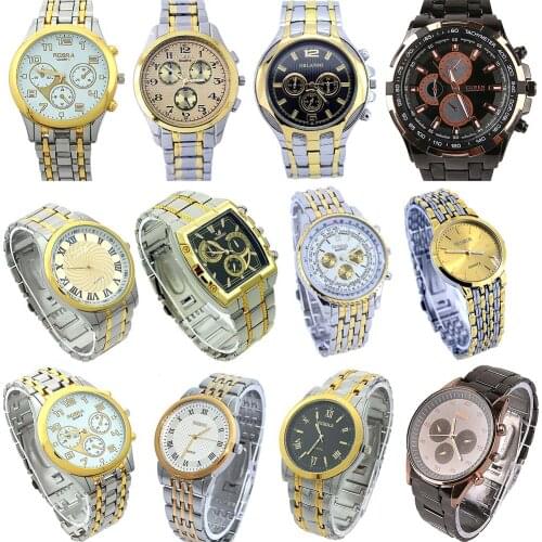 10PCS/Lot, Mixed Bulk Wholesales Price Men Fashion Watches Stainless Steel Quartz Alloy Band Business Luxury Wristwatches NGT