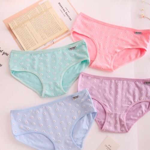 3Pcs 2018 New Floral Girl Panties Candy Colors Teenage Underwear Breathable Cotton Panty Girl Short Briefs For Kids Girl Clothes