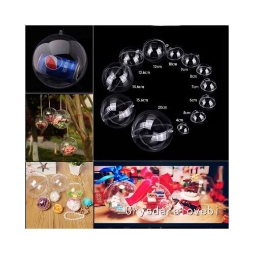 30pcs 4-10cm Clear Candy boxes Romantic Christmas Decorations Ball Transparent Can Open Plastic Christmas Clear Bauble Ornament