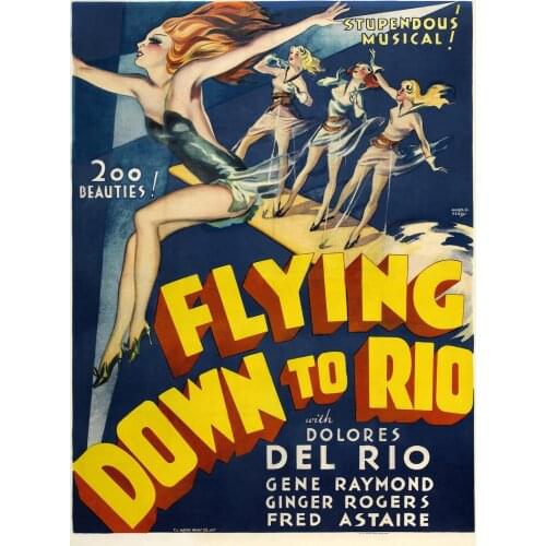 400X300MM flying-down-to-rio-1933-vintage-poster jumbo fridge magnet SFM-0332