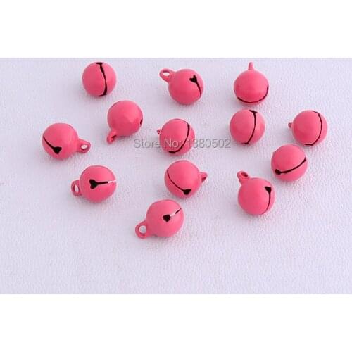 50pcs/lot 8mm Red rose color Loose Bead Jingle bell Christmas Tree Wedding Party Jewelry Making Decoration