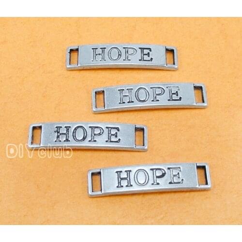 60pcs-Antique Tibetan Silver Hope Connector Charms, Jewelry Accessories 28x6mm