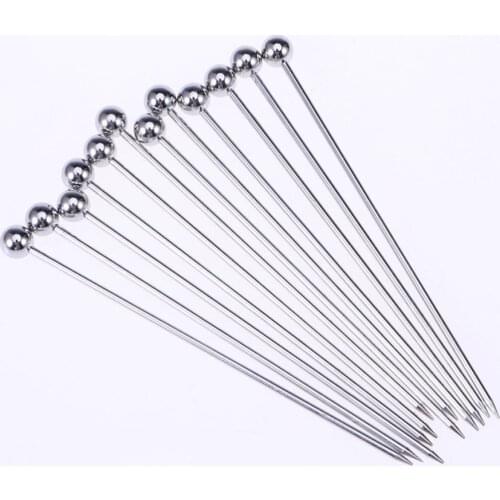 8pcs Stainless Steel Cocktail Picks Practical Fruit Pick Useful Stirring Stick Party Supplies for Home Bar (Head)