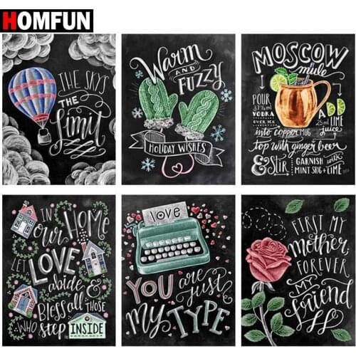 HOMFUN Full Square/Round Drill 5D DIY Diamond Painting "Text landscape" 3D Embroidery Cross Stitch 5D Home Decor Gift