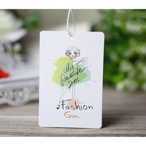 Paper Tag Labels Custom Printed Brand Logo white Cardboard Garment Swing Tags with Cotton Strings