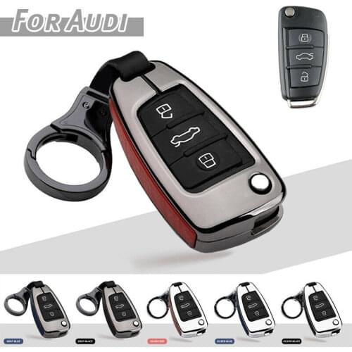 Zinc Alloy Car Key Case Cover for Audi A1 A3 C5 Q3 B6 B7 A4 A5 A7 A8 Q5 Q7 R8 TT S5 S6 S7 S8 SQ5 RS5 Holder Shell Keychain
