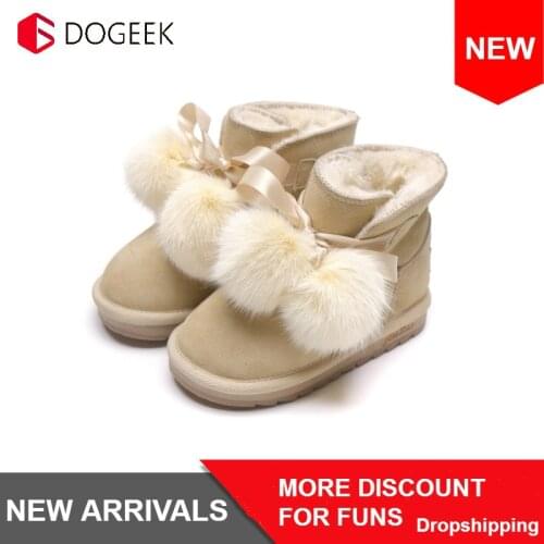 DOGEEK Kids Winter Shoes For Children Girls Boots For Boys And Girls Footwear Boots Kids Plush Warm Baby Boots Toddlers