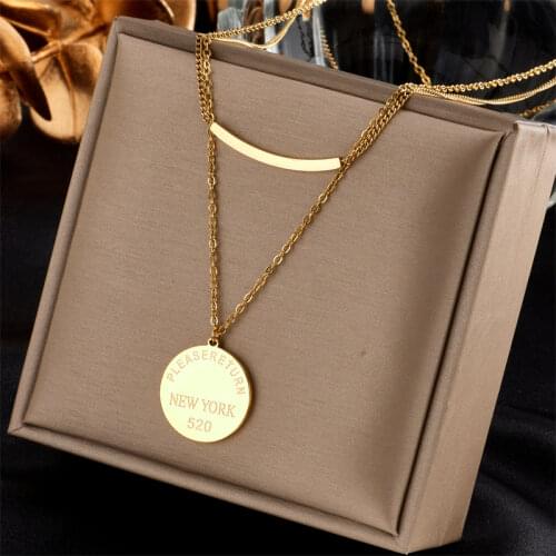 XIYANIKE 316L Stainless Steel 2 Layer Gold Color Arc Necklaces Exquisite Simple Necklaces Accessories 2021 Female Trendy Collier